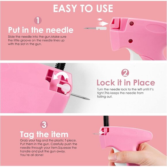 Open Boxed Missing Accessories- Handheld Stitch Tag Gun Quick Tagging Gun(Pink) - Picture 4 of 6